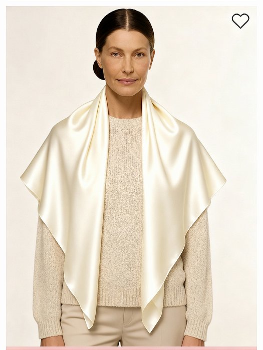 Echarpe de Seda 100% Pura – Blanc Crème