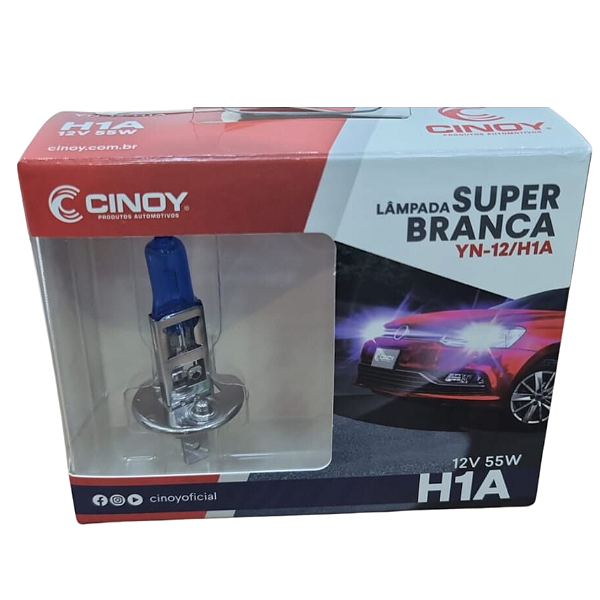 LAMPADA SUPER BRANCA H1 55W 8500K 12V CINOY