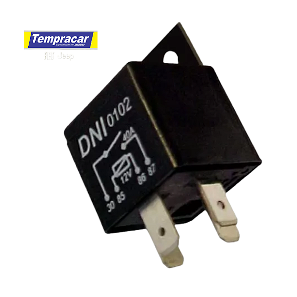 Relé Auxiliar Universal 4 Terminais Com Suporte 40a - 12v Ref.: DNI0102