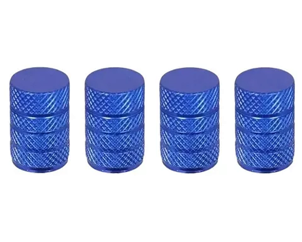 Kit Tampa De Válvula Bico Pneu Carro Moto 4 peças Azul
