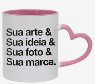 Caneca Porcelana personalizada - Alça de coração Rosa