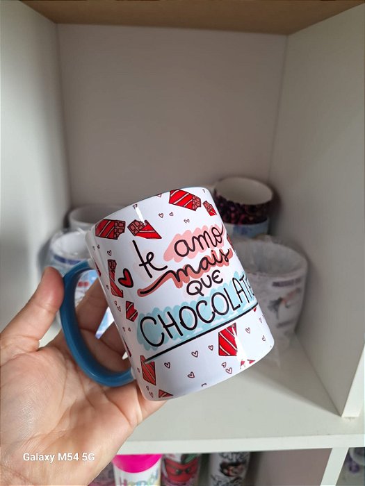 Caneca Porcelana - "Te Amo mais que chocolate"