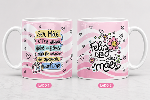 Caneca Porcelana - Mãe que ama foto dos filhos