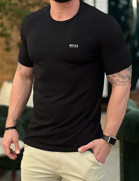 Camiseta Hugo Boss Slim Fit Preta - New Man Outlet