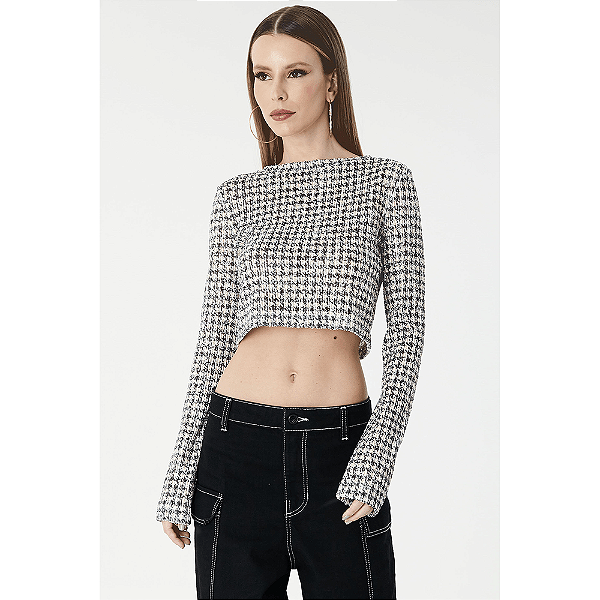 BLUSA PIED POULE PAETE