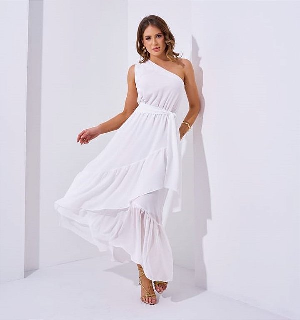 VESTIDO CHIFFON OMBRO UNICO