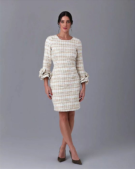VESTIDO TWEED MANGA CUPULA