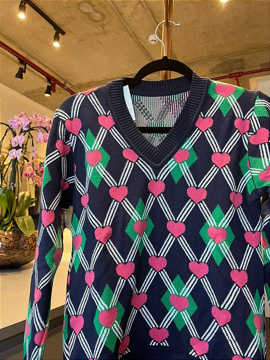 BLUSA CORAÇÕES ESCOCESA