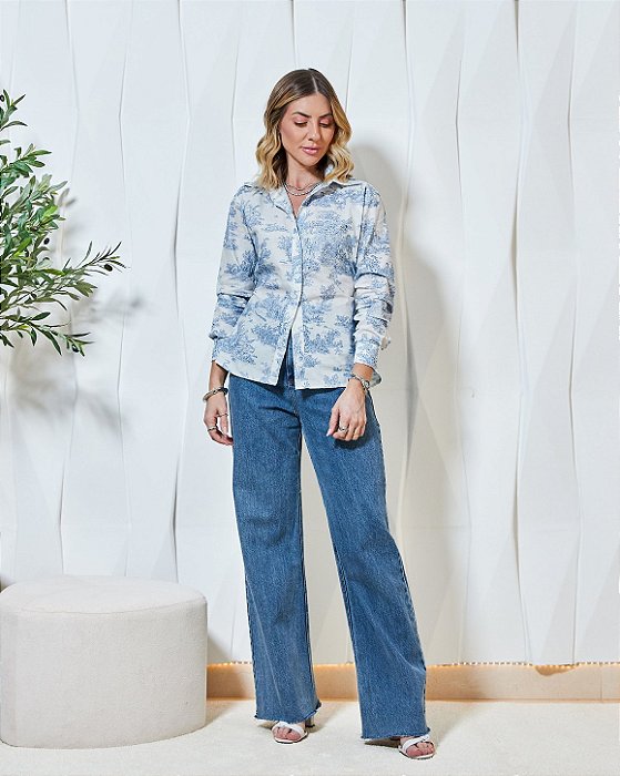 Camisa Tricoline Estampada Azaléia