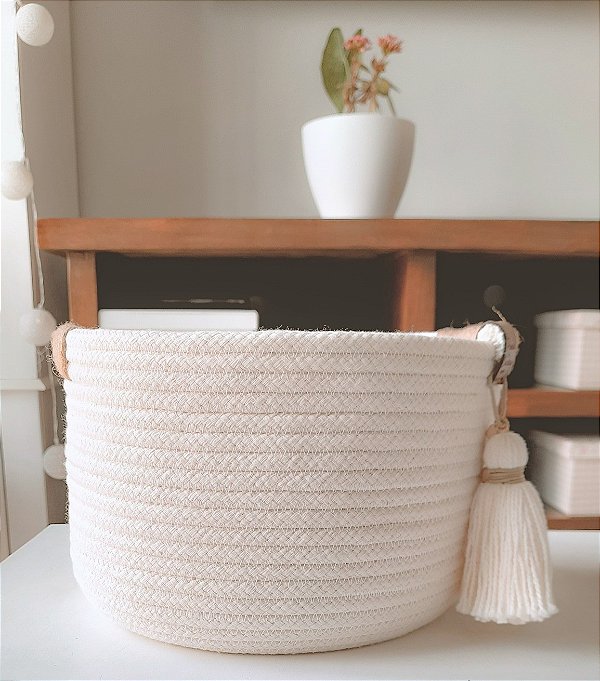 Cesto P Organizador de Corda de Algodão - Artesanal e Sustentável