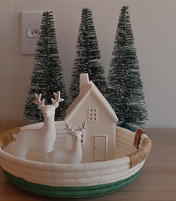 Bandeja pintada com alça