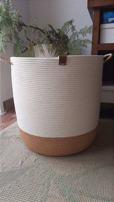 Cesto  Organizador G de Corda de Algodão com Base Pintada