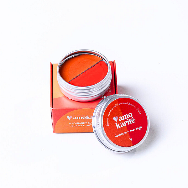 DUO Batom Cremoso Multifuncional 3 em 1 - Morango + Damasco