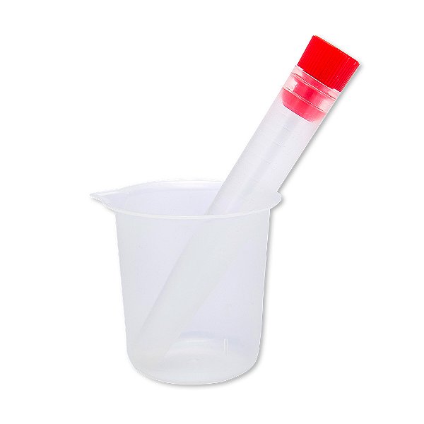 Kit urina estéril tubo 12ml tampa vermelha com becker
