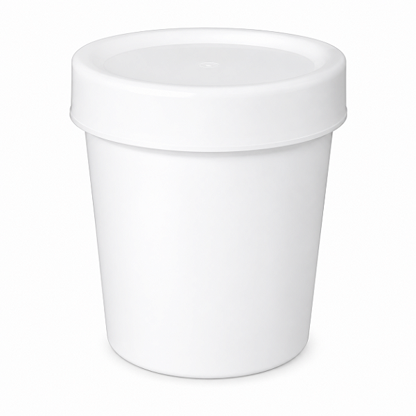 Coletor em Polipropileno 80 mL Branco Leitoso com Tampa Branca e Pá – Pacote com 500 Unidades – J.Prolab