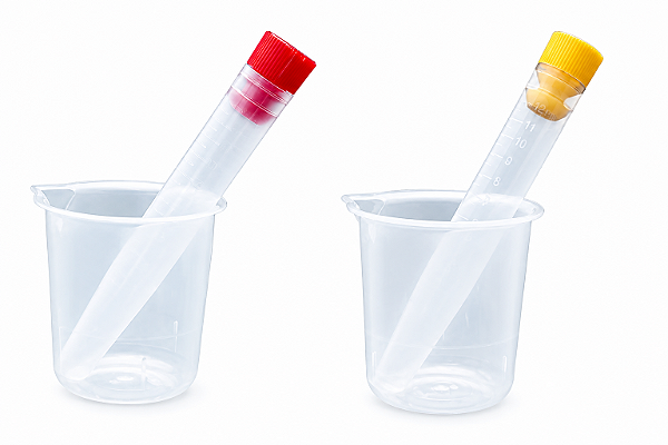 Kit para Coleta de Urina Estéril com 2 Tubos 12 mL (Tampa Amarela e Vermelha) e Becker – Caixa com 500 Unidades – J.Prolab