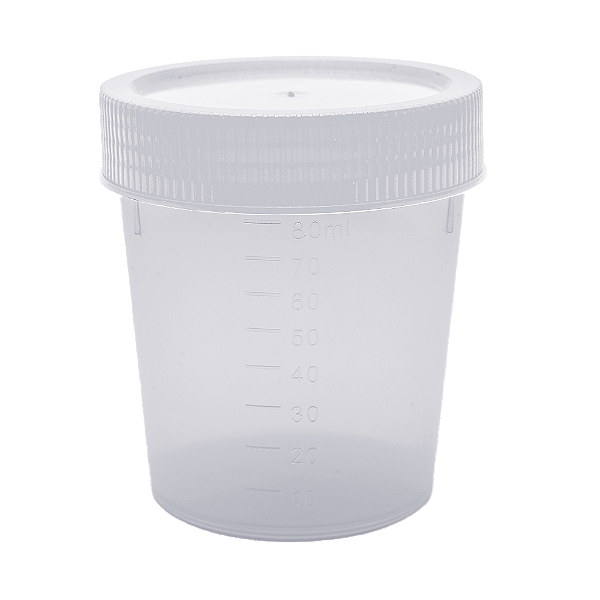 Coletor 80 mL em Polipropileno Transparente Tampa Branca de 9 mm Sem Pá- GraneL - Jprolab