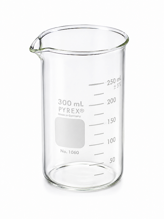 Béquer Forma Alta Berzelius com Bico e Escala Única 100 mL em Vidro Pyrex® - Corning
