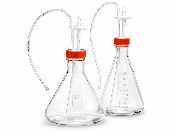 Frasco Erlenmeyer 5L com Fundo Defletor e Tampa de Transferência Asséptica - Corning