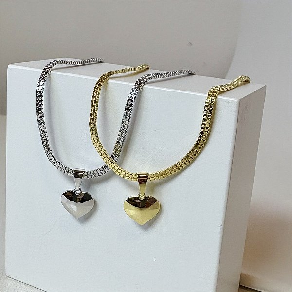 Choker coração relevo