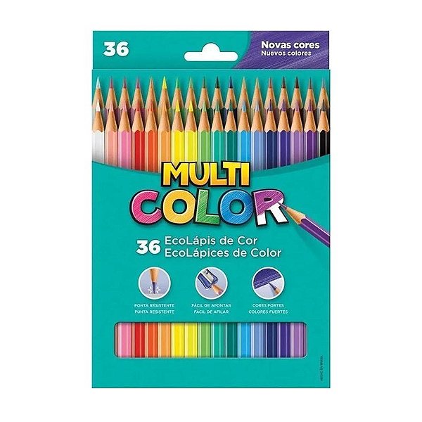 Lápis de cor Ecolapis Multicolor Super 36 cores - Shopel Papelaria