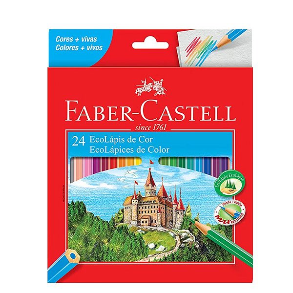 Lápis de Cor EcoLápis Sextavado 24 cores Faber Castell