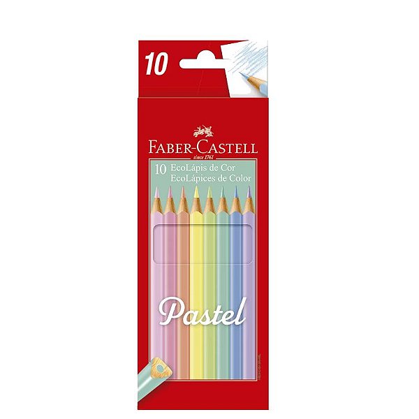 Lápis de cor sextavado Ecolápis 10un tons pastel Faber Castell