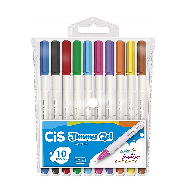 Caneta de gel 10 cores fashion Jimmy gel Cis