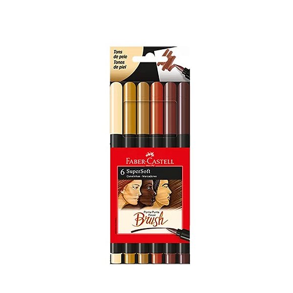 Caneta Supersoft Brush Tons de Pele C/6 Uni  Faber Castell