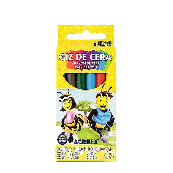 Giz de cera com 6 cores 24gr Acrilex