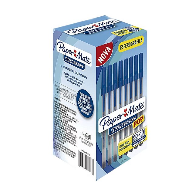 Caneta 1.0 Esf Kilometrica Azul Pop Paper Mate CX 60 UN