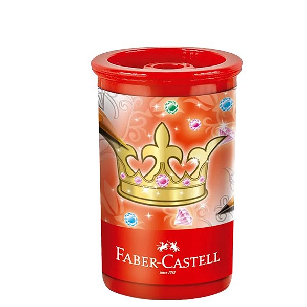 Apontador com depósito estampado de coroa Faber Castell