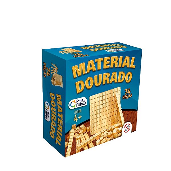 Material dourado com 74 peças madeira Pais e filhos