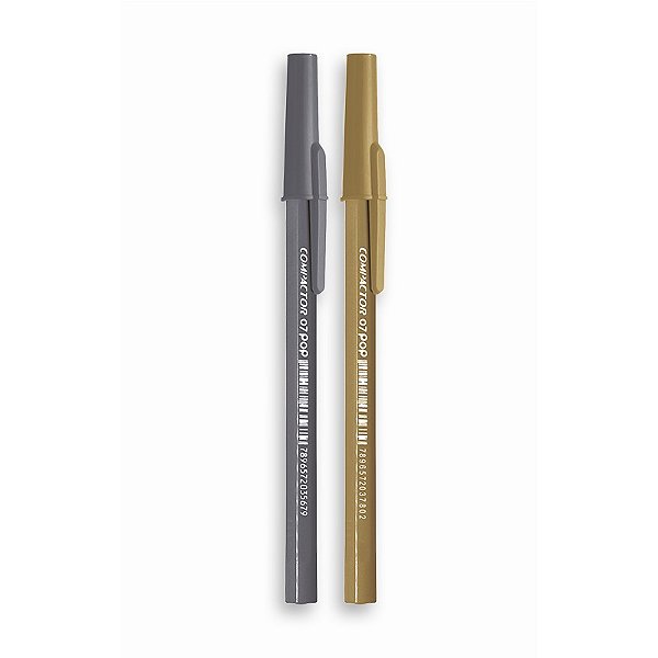 Kit 2 Canetas 0.7 Esferográfica Pop Gold/Silver Tinta Azul Compactor