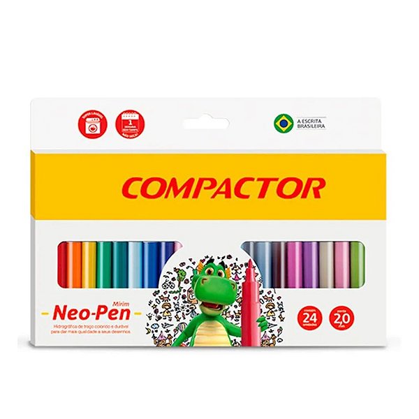 Canetinha Neo Pen Mirim 24 Cores Compactor - Shopel Papelaria