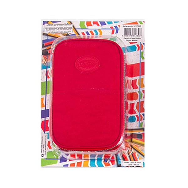 Estojo Nylon Case Duplo Medio Com Bolso daterra Com Pompom