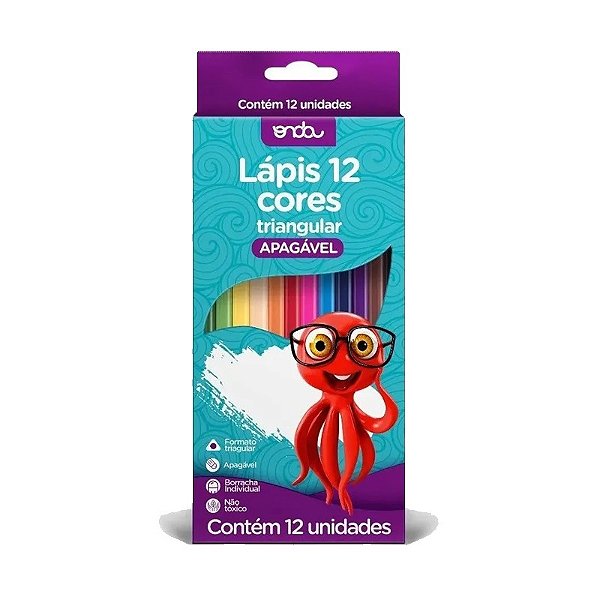 Lápis De Cor 12 unidades Triangular Apagável Onda