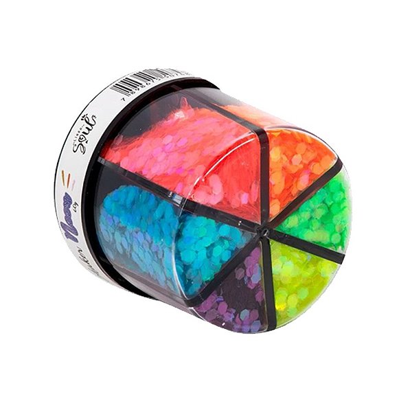 Pote Glitter Neon 60g Pote C/6 Hexagonos Cores Brw