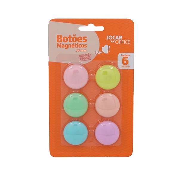 Botão Magnetico Color 30mm 6un Jocar Office