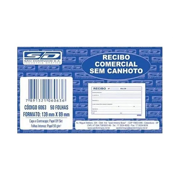 Recibo Comercial Sem Canhoto 50fls Sao Domingos
