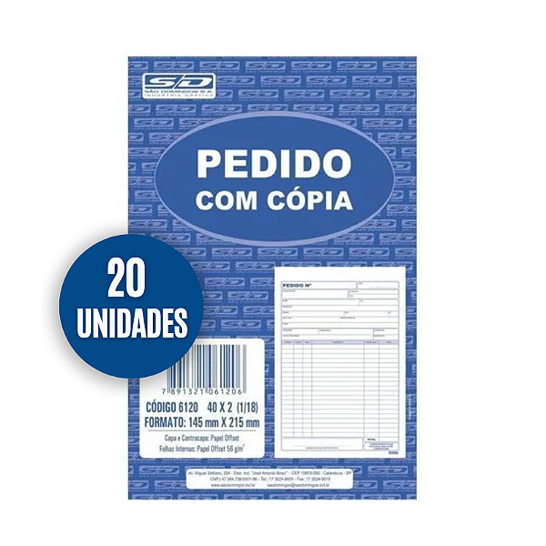 Blocos Pedido 1/18 155x215 C/40fls 2vias  20 Unidades São Domingos