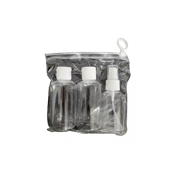 Kit Viagem Recipientes De Plástico Com 3 peças Amigold