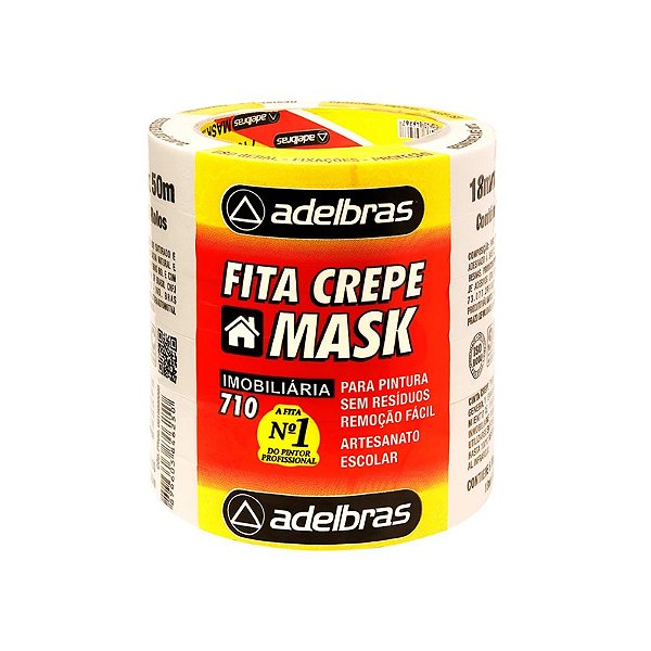 Fita Adesiva Crepe 16mmx50m Branca Adelbras Pacote com 7 Unidades