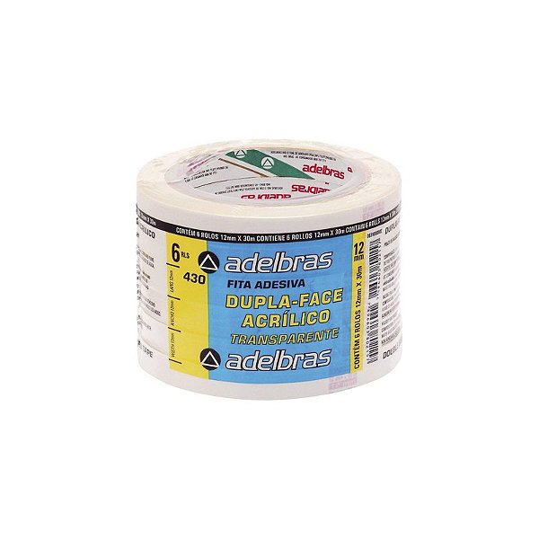 Fita Adesiva Dupla Face 24mmx30m Adelbras Pacote com 3 Unidades