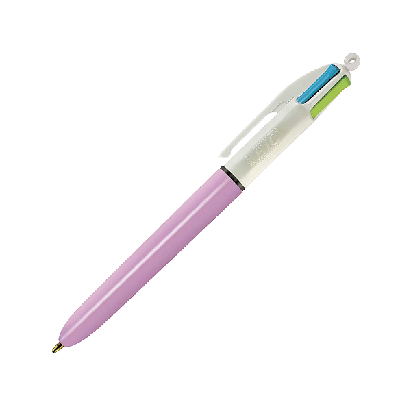 Caneta esferográfica 4 cores corpo rosa Bic
