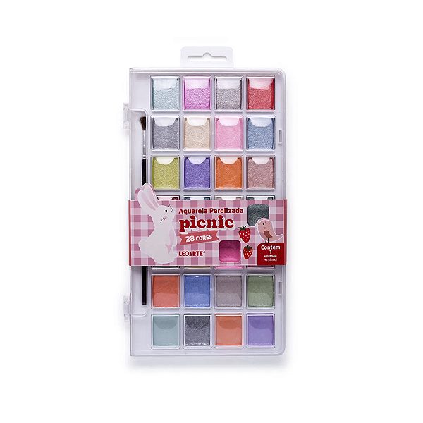 Aquarela Perolizada Picnic 28 Cores Leonora