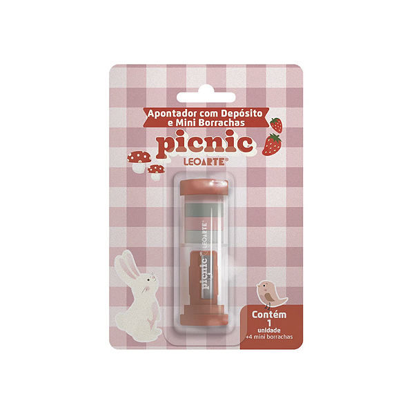 Apontador Com Deposito + Borracha Picnic Leonora