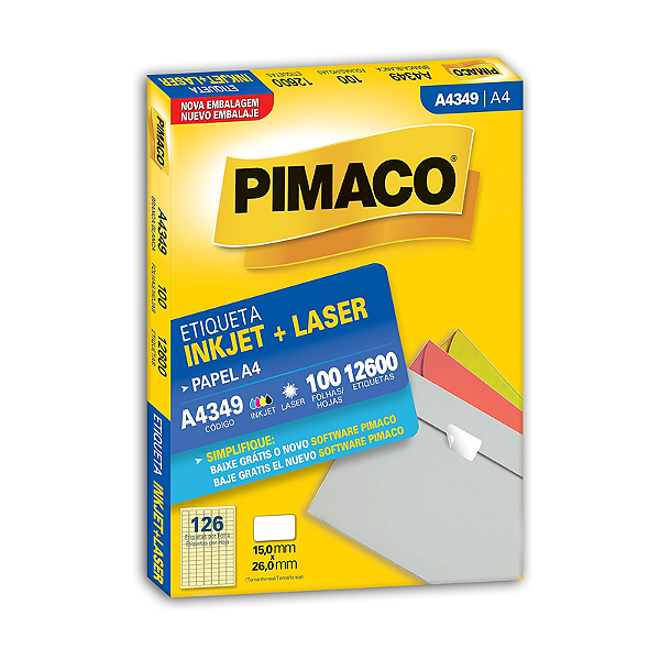 Etiqueta A4 126 Por Folha 15,0x26,0 100Fls Pimaco