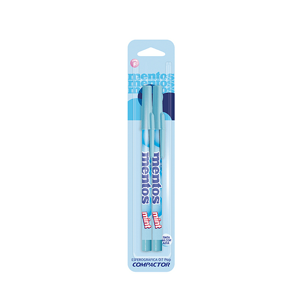 Caneta 0.7 azul pastel mentos mint com 2unidades compactor