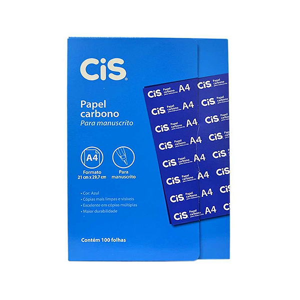 Papel carbono face simples azul 21,0x29,7 cis com 100 unidades